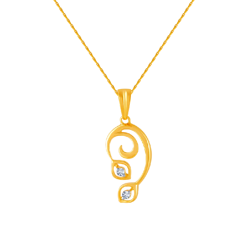 Etruscan gold necklace-14k (585) Yellow Gold And Diamond Pendant For Women