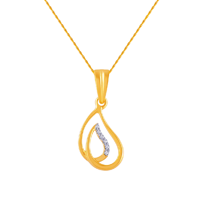 Steel toned necklace-14k (585) Yellow Gold And Diamond Pendant For Women