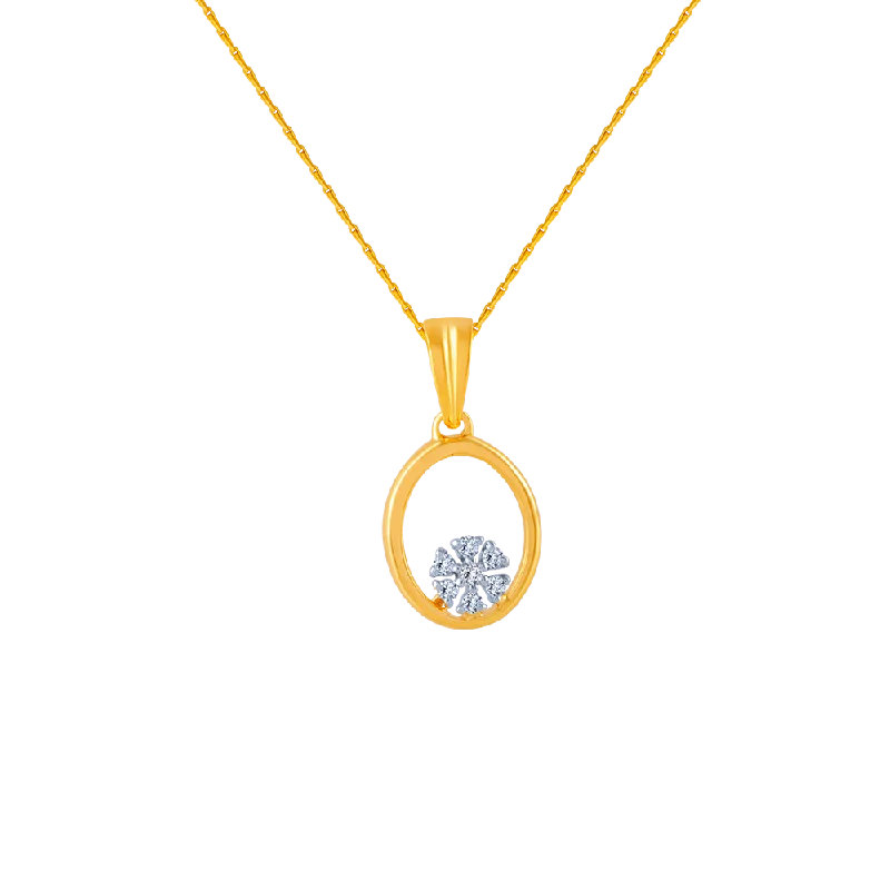 Tattered rim necklace-14k (585) Yellow Gold And Diamond Pendant For Women