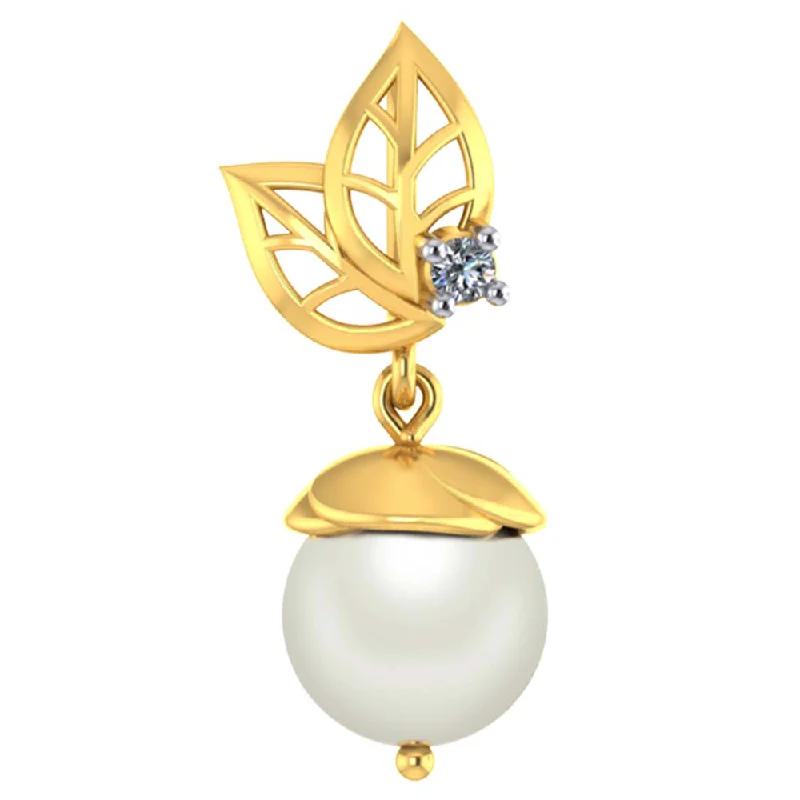 Lattice grid necklace-14k Alluring Pearl Drop Diamond Pendant For Women From Pc Chandra