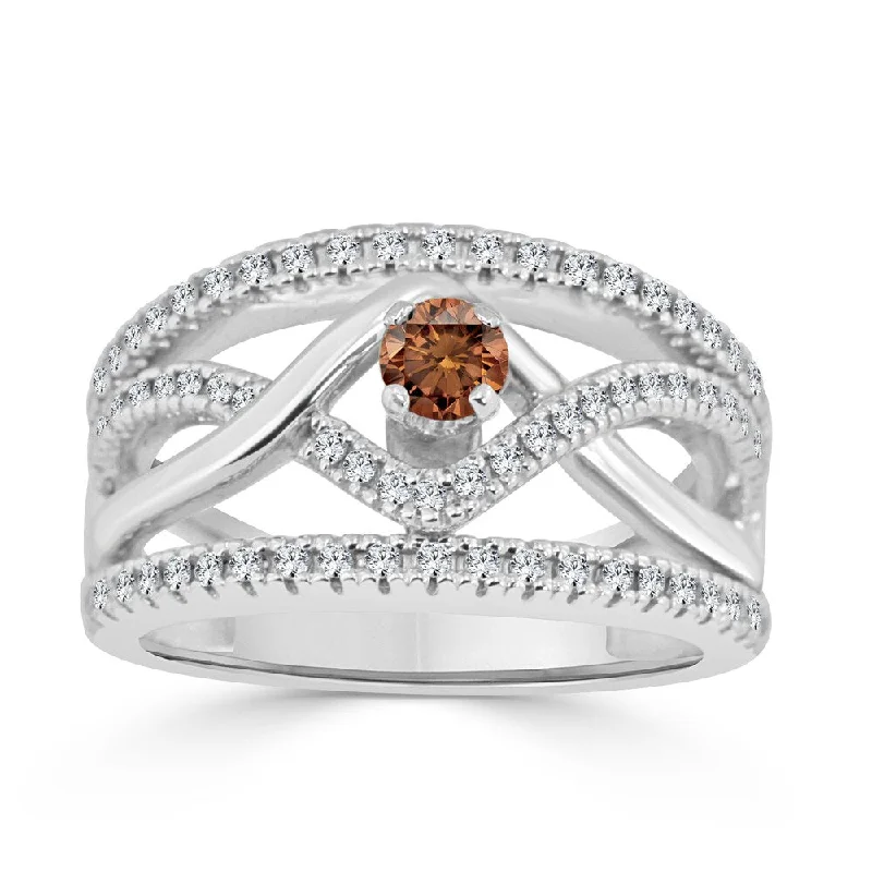 Speckled finish ring-14k Gold Infinity Inspired 2/5ct TDW Brown Diamond Engagement Ring by Auriya