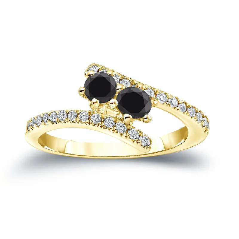 Speckled finish ring-14k Gold Round 3/4ct TDW Black Diamond Engagement Ring by Auriya (SI2-SI3)