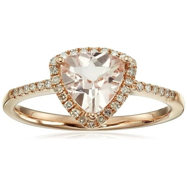 Brook pebble ring-14k Rose Gold Morganite & Diamond Trillion Ring, Size 7 - Pink