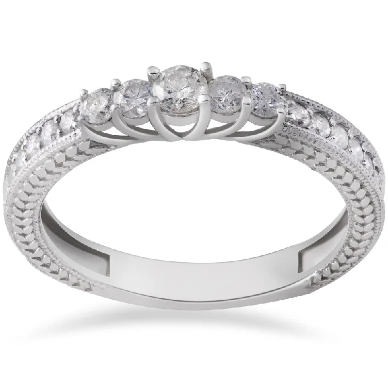 Five-knot ring-14k White Gold 1/2ct TDW Vintage Diamond Anniversary Ring