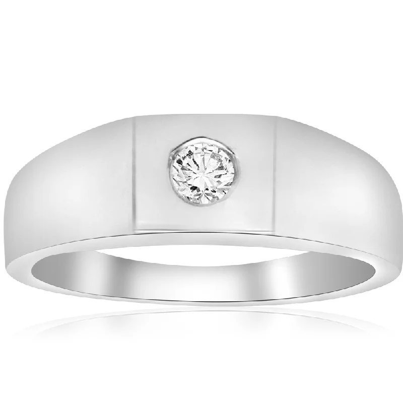 Braided weave ring-14k White Gold 1/4 ct TDW Diamond Solitaire Wedding High Polished Ring (I-J,I2-3)