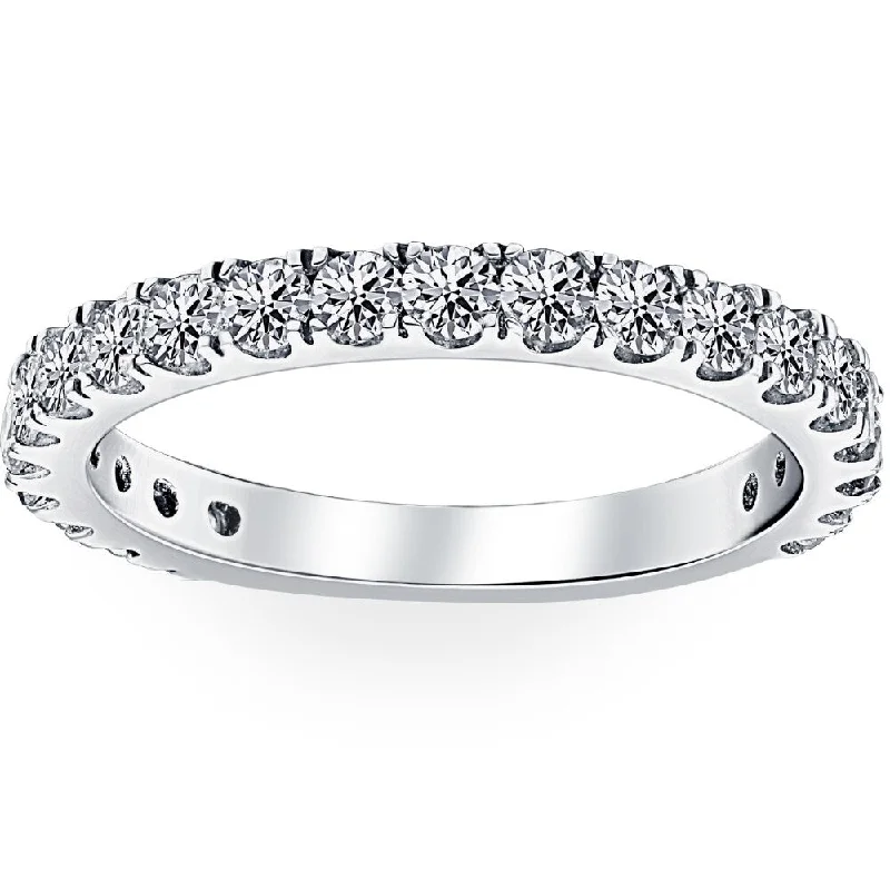 Worn edge ring-14k White Gold 1ct TDW Diamond Wedding Ring