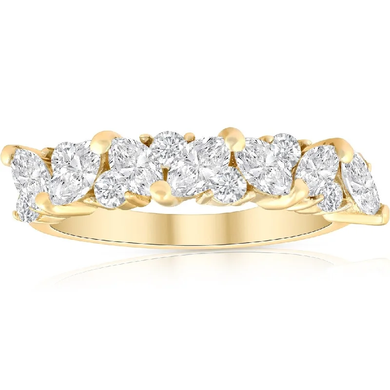 Split husk ring-14k Yellow Gold 1 1/2 ct TDW Marquise Diamond Wedding Anniversary Ring (H-I,I1-I2)