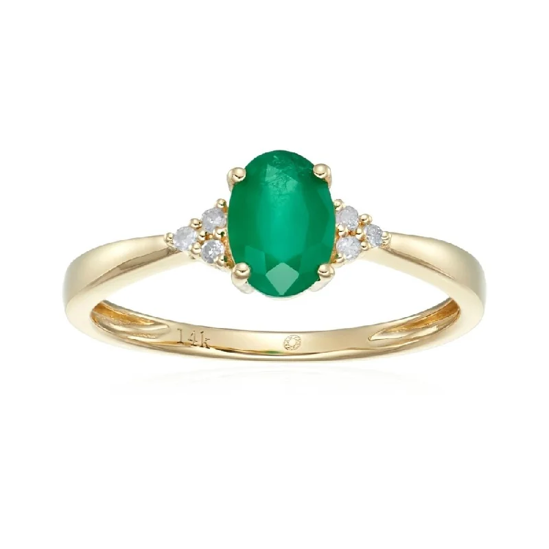 Tulip cluster ring-14k Yellow Gold Emerald & Diamond Ring