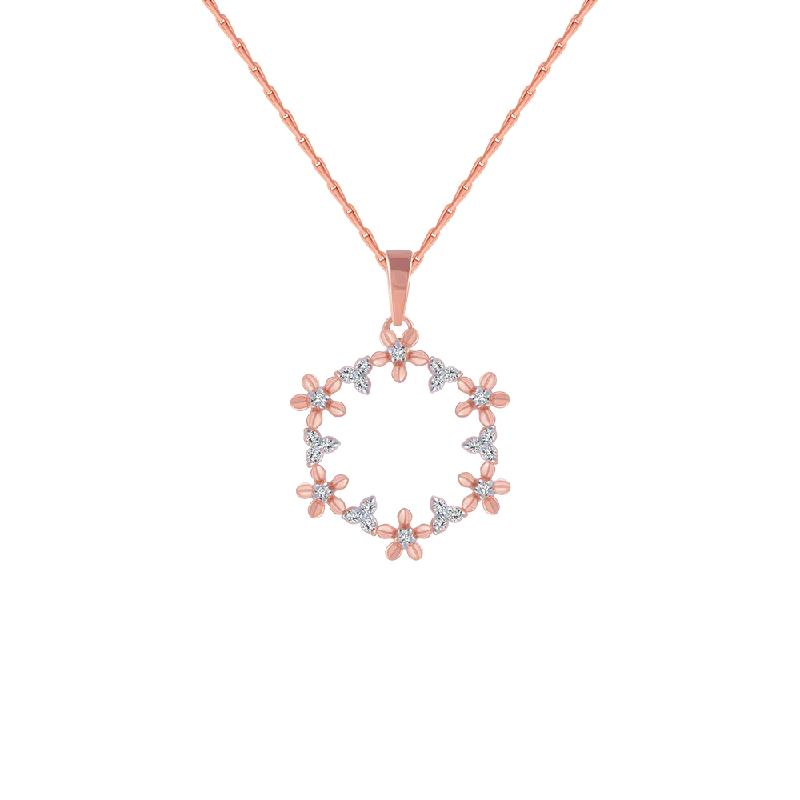 Crescent pendant necklace-14KT (585) Rose Gold And Diamond Pendant For Women