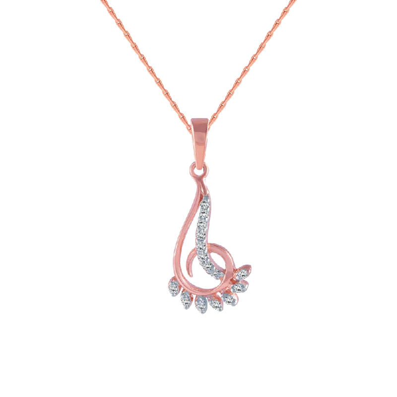 Twilight gray necklace-14KT (585) Rose Gold And Diamond Pendant For Women