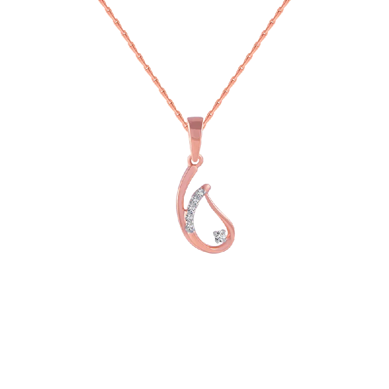 Lemon amber necklace-14KT (585) Rose Gold And Diamond Pendant For Women