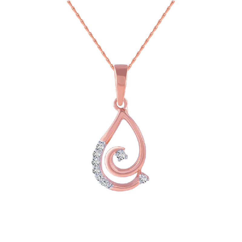 Pear-shaped zircon necklace-14KT (585) Rose Gold And Diamond Pendant For Women