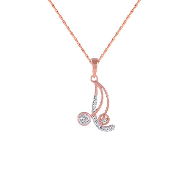 Knit chain necklace-14KT (585) Rose Gold And Diamond Pendant For Women