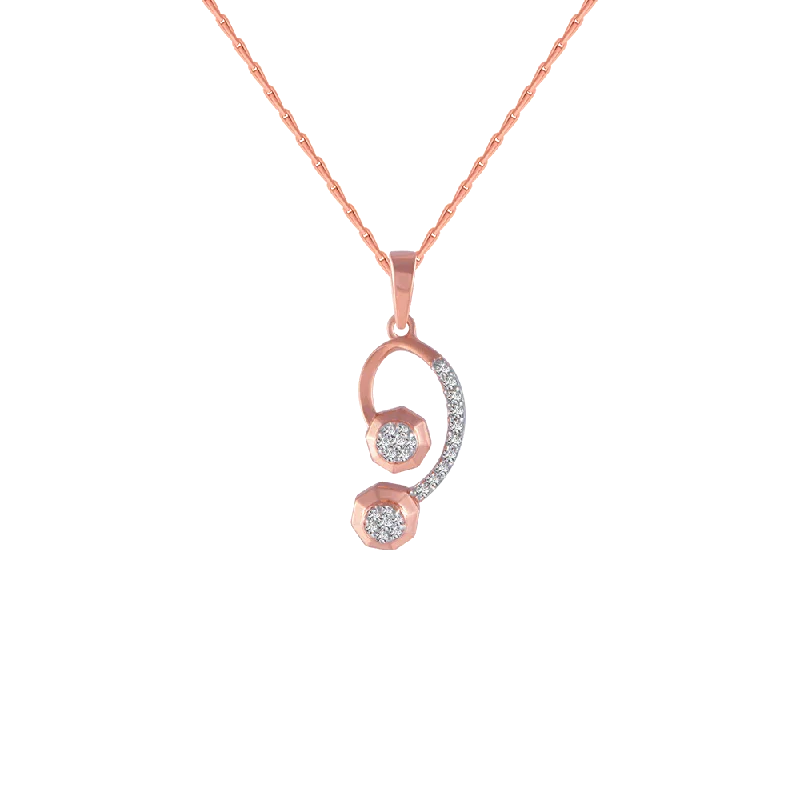 Faint dye necklace-14KT (585) Rose Gold And Diamond Pendant For Women