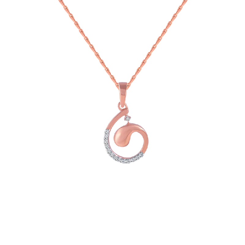 Nature print necklace-14KT (585) Rose Gold And Diamond Pendant For Women