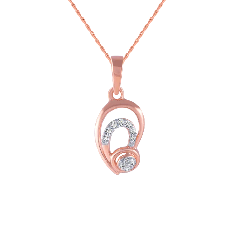 Tartan check necklace-14KT (585) Rose Gold And Diamond Pendant For Women