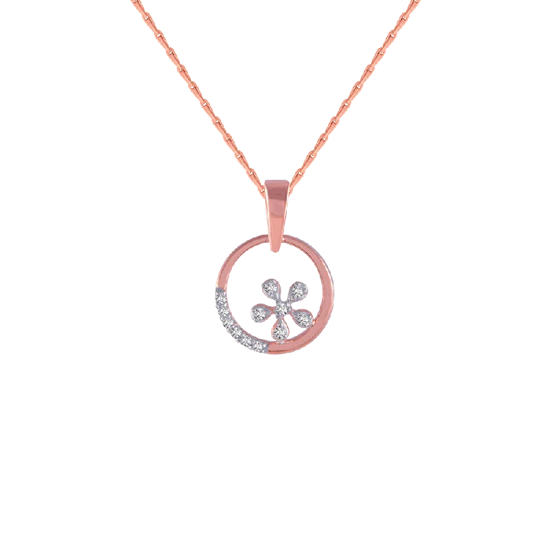 Wool wrap necklace-14KT (585) Rose Gold And Diamond Pendant For Women