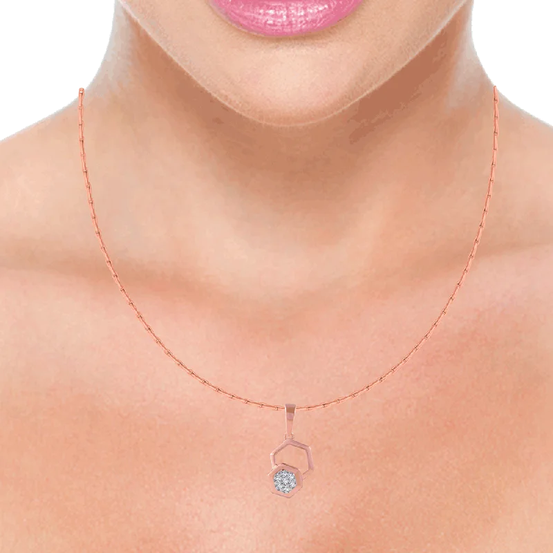 Cotton weave necklace-14KT (585) Rose Gold And Diamond Pendant For Women