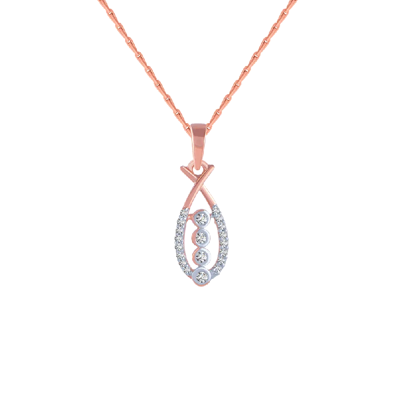 Cedar nut necklace-14KT (585) Rose Gold And Diamond Pendant For Women