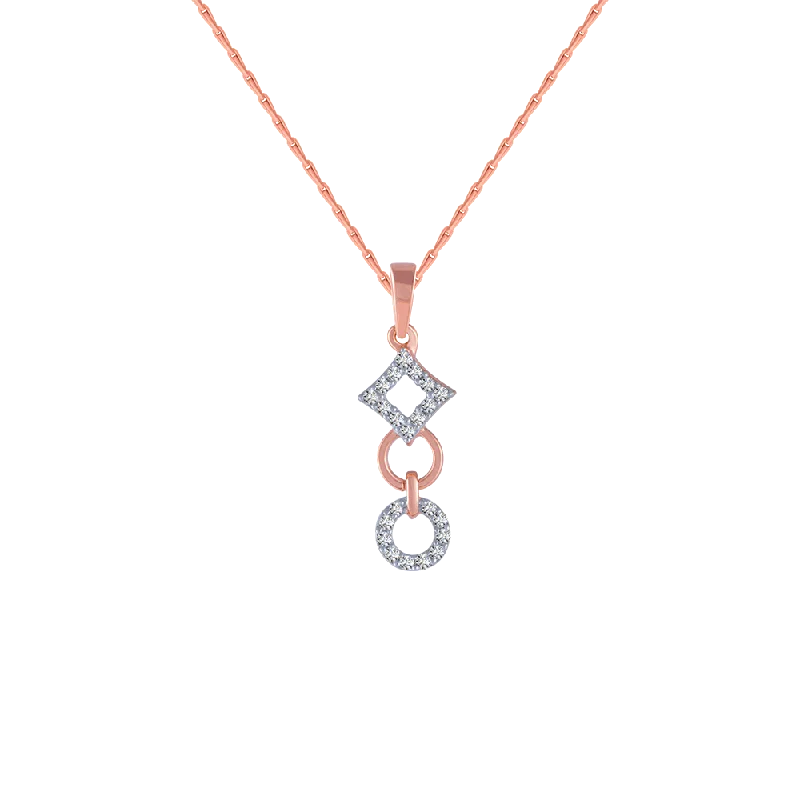 Bronze cast necklace-14KT (585) Rose Gold And Diamond Pendant For Women