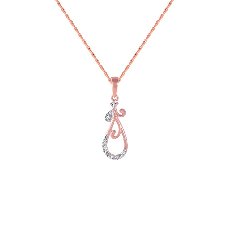 Classic flair necklace-14KT (585) Rose Gold And Diamond Pendant For Women