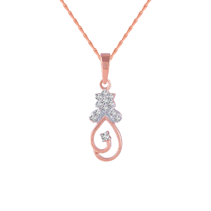 Scuffed edge necklace-14KT (585) Rose Gold And Diamond Pendant For Women