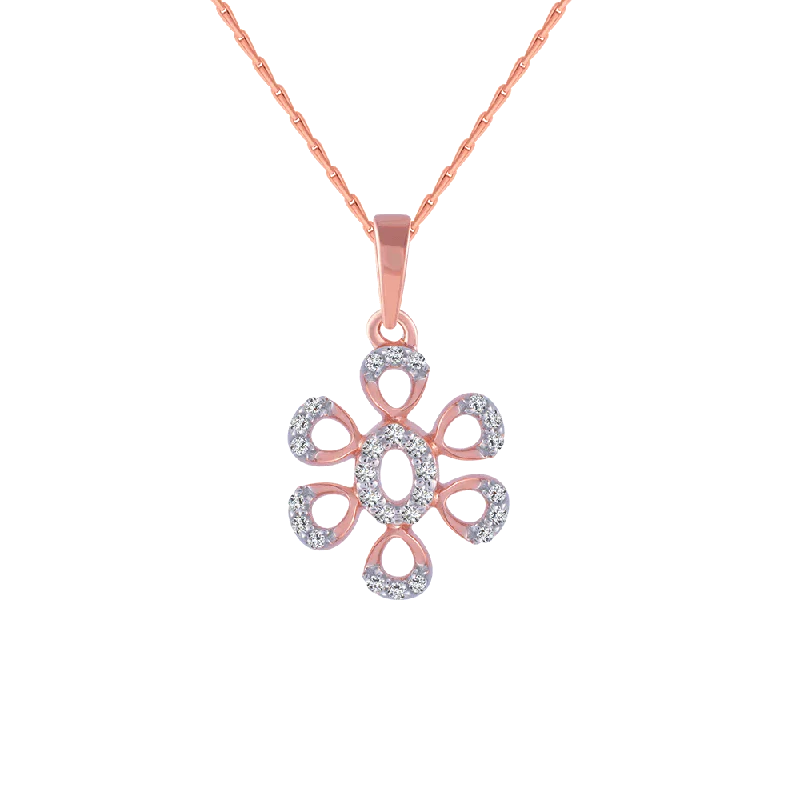 Streaked stone necklace-14KT (585) Rose Gold And Diamond Pendant For Women