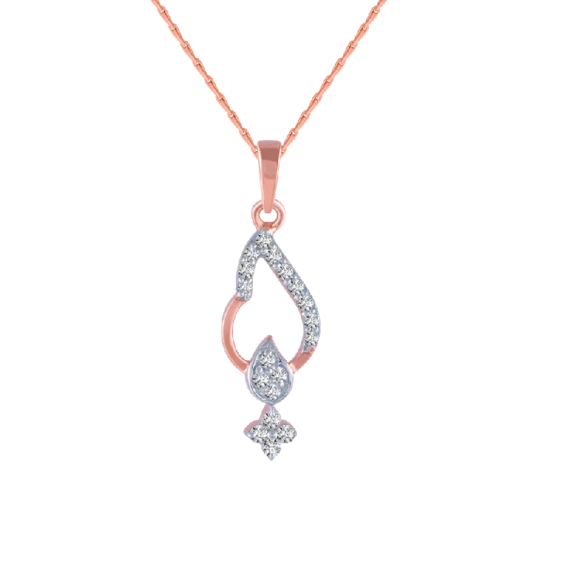 Stacked gemstone necklace-14KT (585) Rose Gold And Diamond Pendant For Women