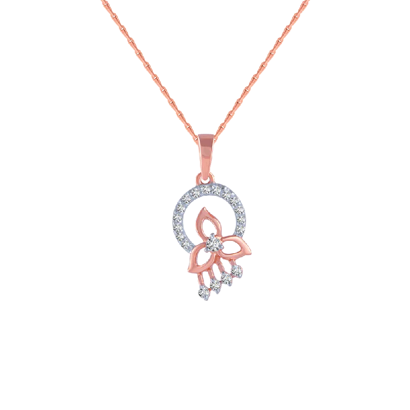 Grouped stone necklace-14KT (585) Rose Gold And Diamond Pendant For Women