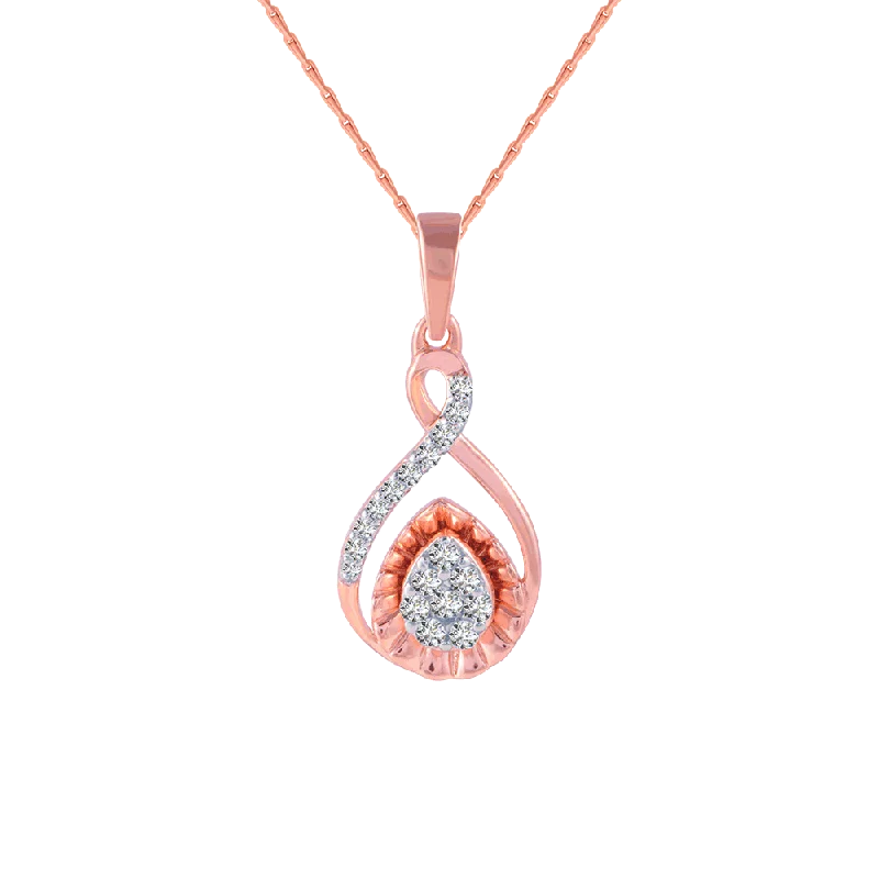 Stapled design necklace-14KT (585) Rose Gold And Diamond Pendant For Women