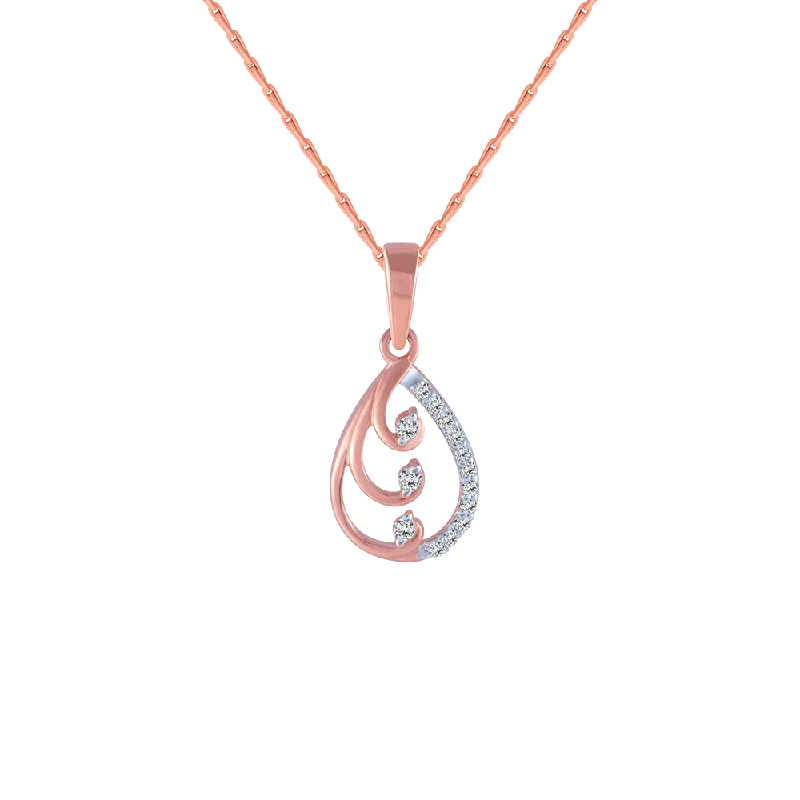 Split husk necklace-14KT (585) Rose Gold And Diamond Pendant For Women