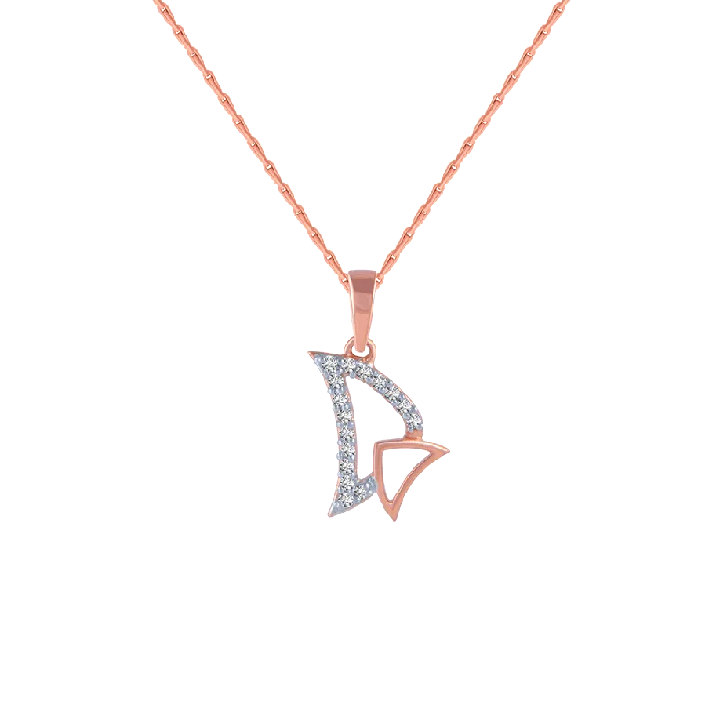 Copper chain necklace-14KT (585) Rose Gold And Diamond Pendant For Women