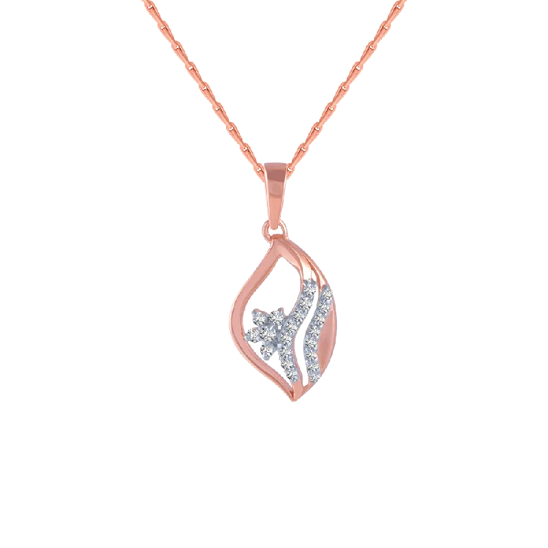 Steel toned necklace-14KT (585) Rose Gold And Diamond Pendant For Women