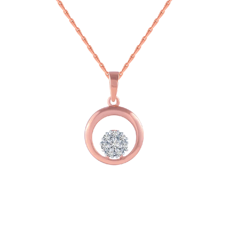 Bronze cast necklace-14KT (585) Rose Gold And Diamond Pendant For Women