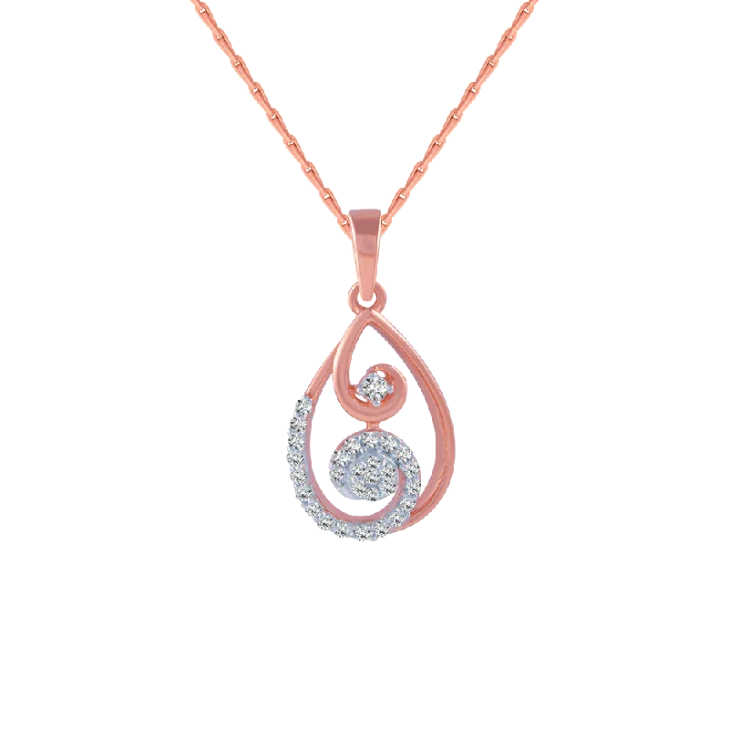 Fossil fragment necklace-14KT (585) Rose Gold And Diamond Pendant For Women