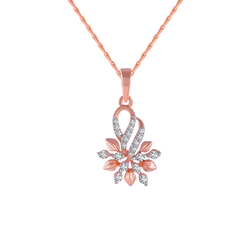 Coarse grain necklace-14KT (585) Rose Gold And Diamond Pendant For Women