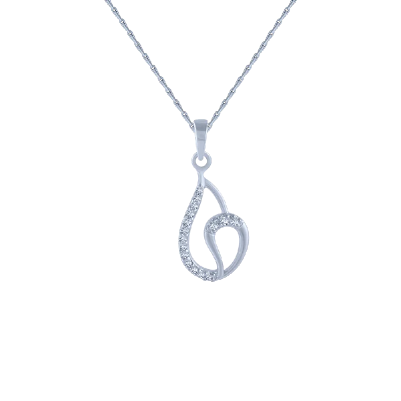 Speckled finish necklace-14KT (585) White Gold And Diamond Pendant For Women