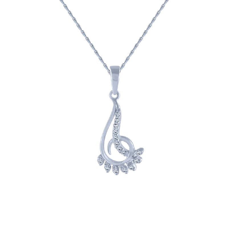 Folded rim necklace-14KT (585) White Gold And Diamond Pendant For Women