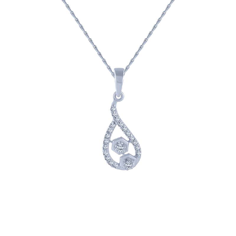 Split husk necklace-14KT (585) White Gold And Diamond Pendant For Women