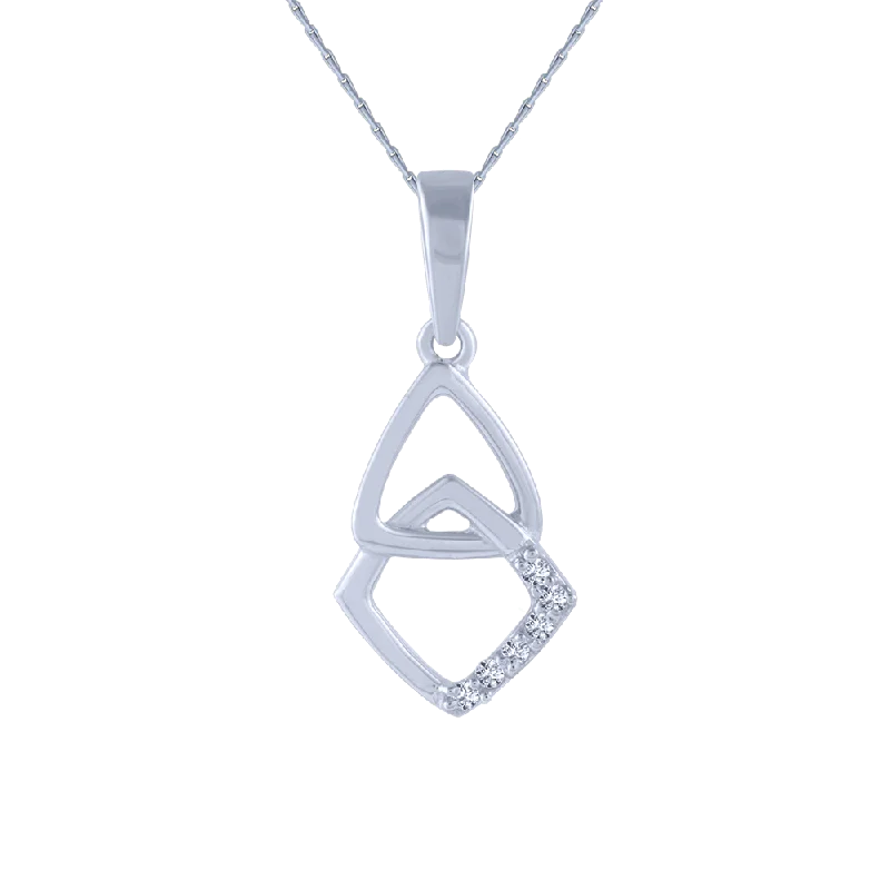 Antler curve necklace-14KT (585) White Gold And Diamond Pendant For Women