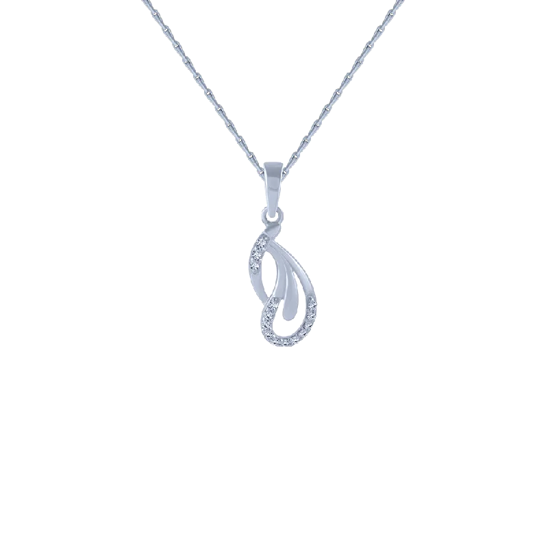 Fir sprig necklace-14KT (585) White Gold And Diamond Pendant For Women