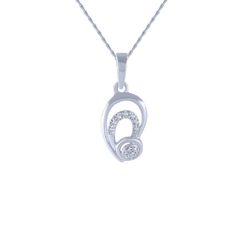 Tiered stack necklace-14KT (585) White Gold And Diamond Pendant For Women