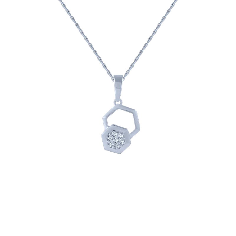 Tulip cluster necklace-14KT (585) White Gold And Diamond Pendant For Women