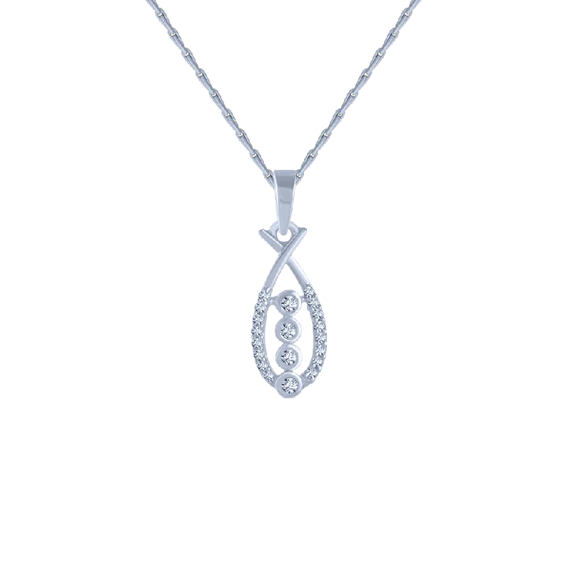 Faint dye necklace-14KT (585) White Gold And Diamond Pendant For Women