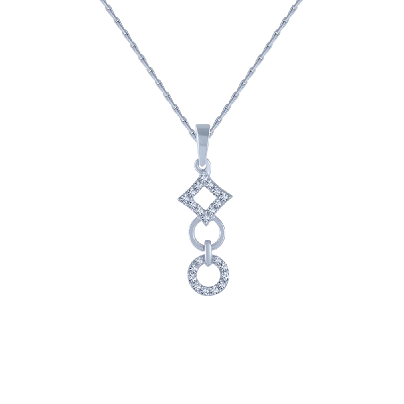 Tartan check necklace-14KT (585) White Gold And Diamond Pendant For Women