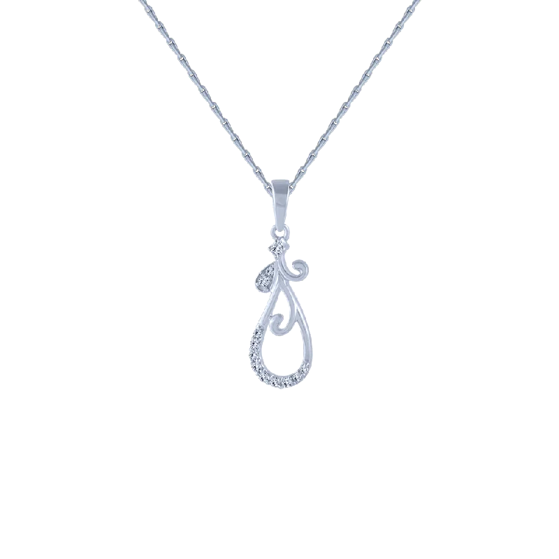 Cotton weave necklace-14KT (585) White Gold And Diamond Pendant For Women