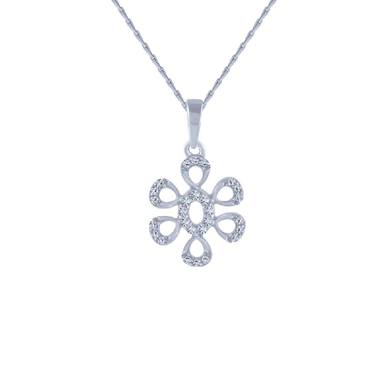 Birch grain necklace-14KT (585) White Gold And Diamond Pendant For Women