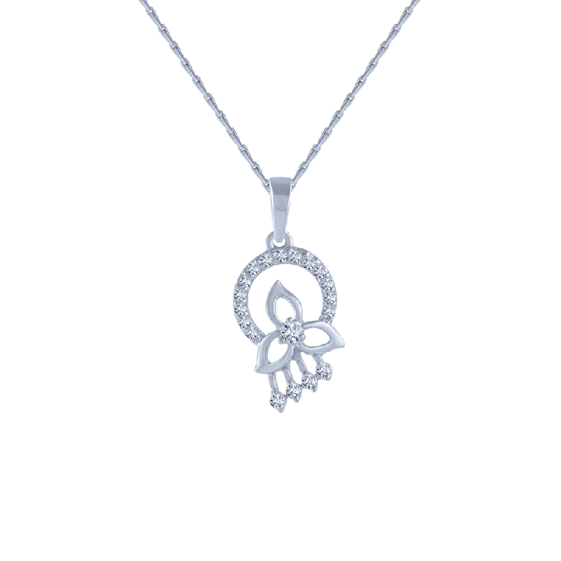 Coarse grain necklace-14KT (585) White Gold And Diamond Pendant For Women