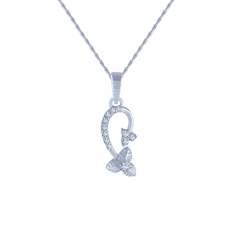 Soft hue necklace-14KT (585) White Gold And Diamond Pendant For Women