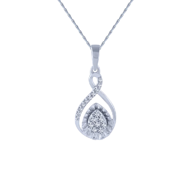 Violet bloom necklace-14KT (585) White Gold And Diamond Pendant For Women